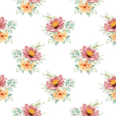 Beyaz arka planda tatlı, pürüzsüz bir çiçek deseni var. Güzellik ürünleri veya diğer ürünler için kusursuz desen.