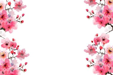 Düğün için güzel suluboya çiçek ve yaprak çerçeve, doğum günü, kart, arkaplan, davetiye, duvar kağıdı, çıkartma, dekorasyon vs..