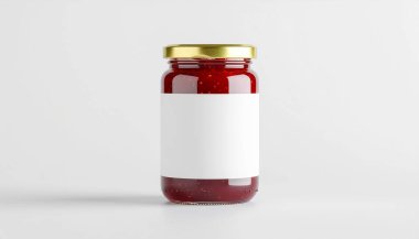Boş Etiketli Çilekli Jam Jar Mockup
