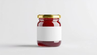 Boş Etiketli Çilekli Jam Jar Mockup