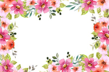 düğün, doğum günü, kart, arkaplan, davetiye, duvar kağıdı, çıkartma, dekorasyon için çiçek suluboya çerçevesi.