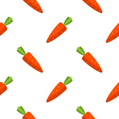 Havuçlu kusursuz desen, sebzelerin vektör çizimi, sağlıklı vejetaryen yemek duvar kağıdı.
