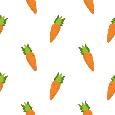 Havuçlu kusursuz desen, sebzelerin vektör çizimi, sağlıklı vejetaryen yemek duvar kağıdı.