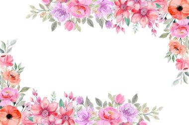 düğün, doğum günü, kart, arkaplan, davetiye, duvar kağıdı, çıkartma, dekorasyon için çiçek suluboya çerçevesi.