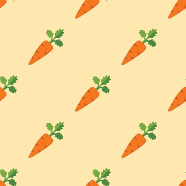 Havuçlu kusursuz desen, sebzelerin vektör çizimi, sağlıklı vejetaryen yemek duvar kağıdı.