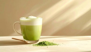 Premium Matcha Latte Clean Minimal Cafe Estetik