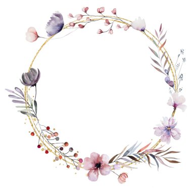 düğün, doğum günü, kart, arkaplan, davetiye, duvar kağıdı, çıkartma, dekorasyon için çiçek suluboya çerçevesi.