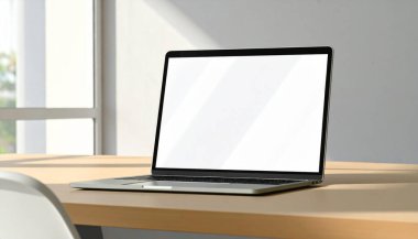 Laptop Çalışma Alanı Model Modern Ofis Ekran Markalaşma Şablonu