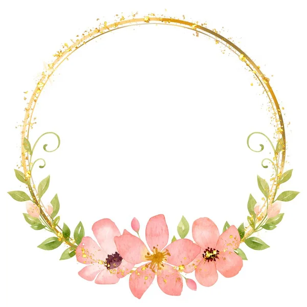 Düğün, doğum günü, kart, arkaplan, davetiye, duvar kağıdı, çıkartma, dekorasyon vesaire için suluboya çiçek çemberi çerçevesi..