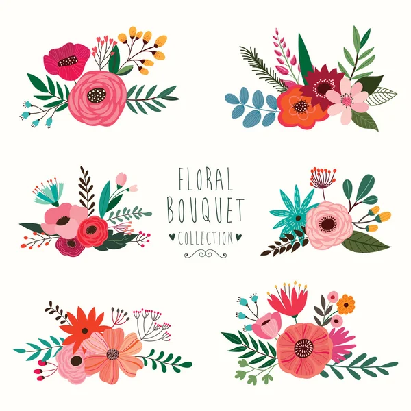 Collezione Bouquet floreale — Vettoriale Stock