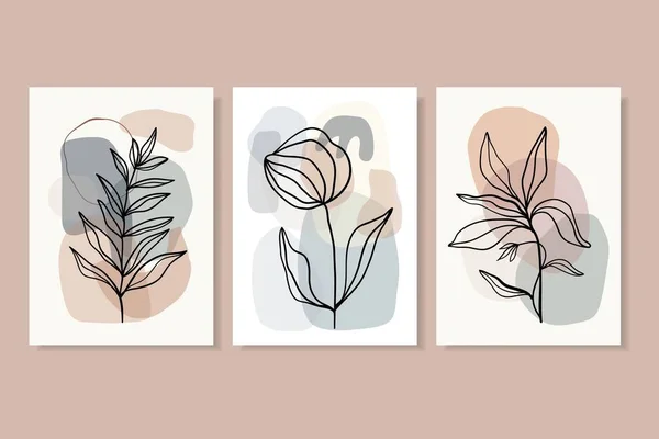 Soyut posterler, duvar sanatı dekorasyonu, çizgi sanat vektör çizimi, çiçeksel, modern minimalist tasarım