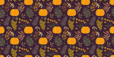  Şükran Günü sonbahar dekoratif, balkabağı ve botanik desenli.