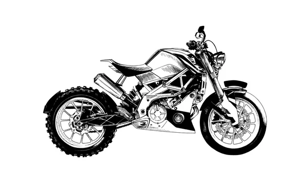 画的摩托车黑色和白色 — 图库照片