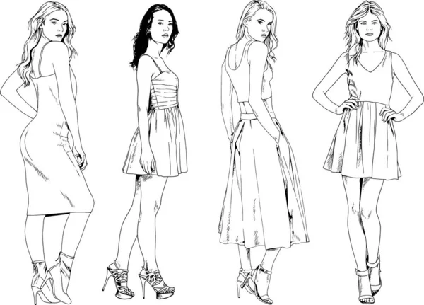 Desenhos Vetoriais Sobre Tema Menina Desportiva Magro Bonita Roupas Casuais —  Vetores de Stock