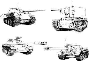 Mürekkep el yazısıyla çizilmiş güçlü bir tank.