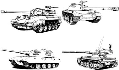 Mürekkep el yazısıyla çizilmiş güçlü bir tank.