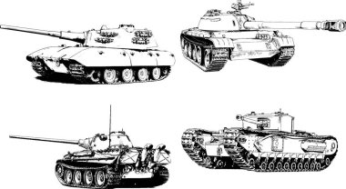 Mürekkep el yazısıyla çizilmiş güçlü bir tank.