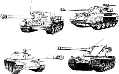 Mürekkep el yazısıyla çizilmiş güçlü bir tank.