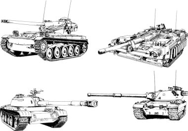 Mürekkep el yazısıyla çizilmiş güçlü bir tank.