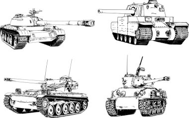 Mürekkep el yazısıyla çizilmiş güçlü bir tank.