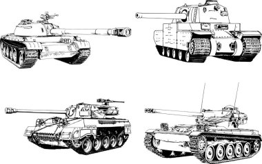 Mürekkep el yazısıyla çizilmiş güçlü bir tank.
