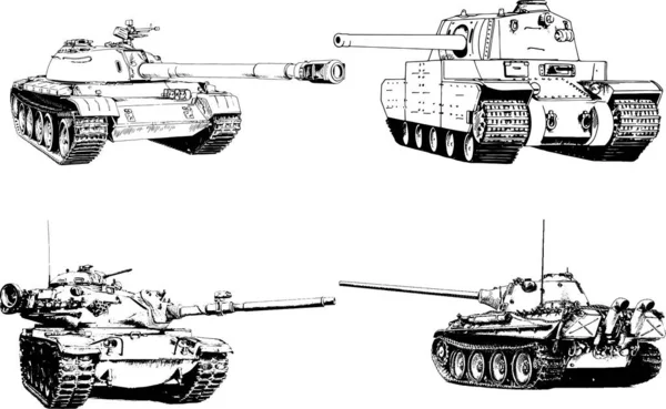 Tanque Poderoso Com Uma Arma Desenhada Tinta Esboço Mão Livre —  Vetores de Stock