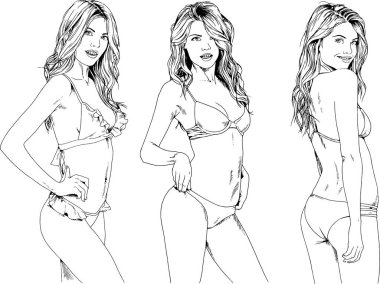 Mayolu güzel sarışın kız. El çizimiyle rimel çizilmiş.