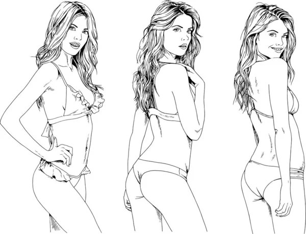 Mayolu güzel sarışın kız. El çizimiyle rimel çizilmiş.