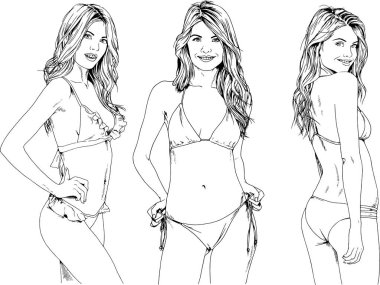 Mayolu güzel sarışın kız. El çizimiyle rimel çizilmiş.