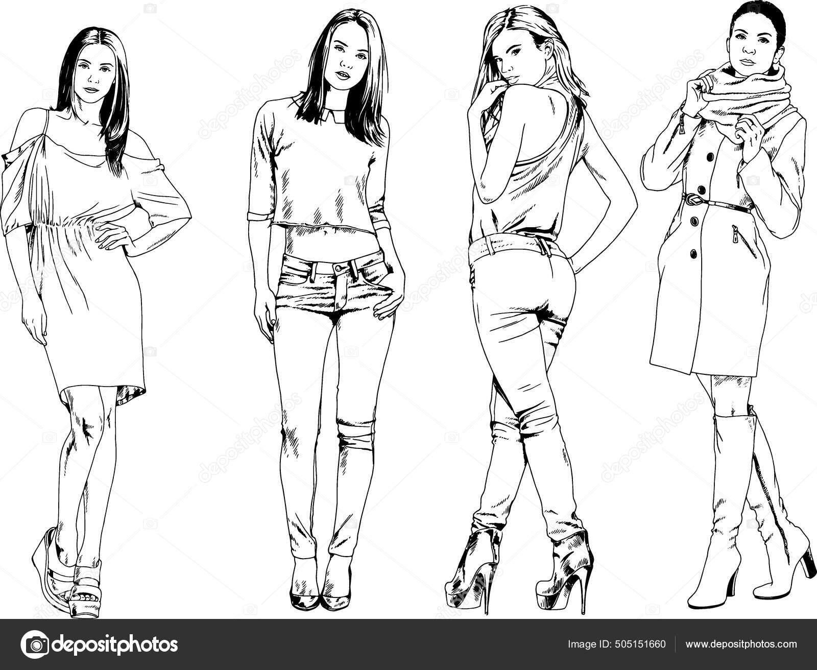 Beautiful slim sporty girl in casual clothes Vector Image