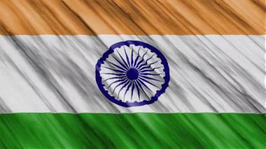 Gerçekçi Hint bayrağı animasyon arka plan şablonu kumaş dokusuyla. Gerçekçi dalgalar ve hareketlerle üç renkli arkaplan resmi. Hint bağımsızlığı, Hindistan 'ın hareket eden fon ekonomisi..