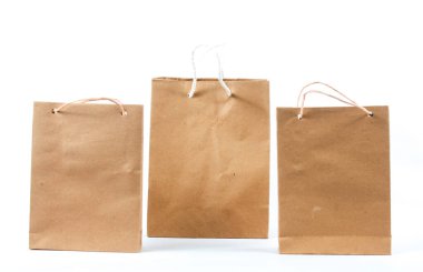 Beyaz arka planda izole edilmiş küçük alışveriş çantası