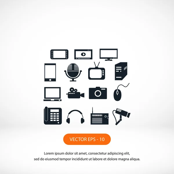 Serie Ikonuppsättning och mobila enheter. — Stockfoto