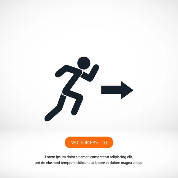 Hombre corriendo figura y dirección icono de flecha — Foto de Stock