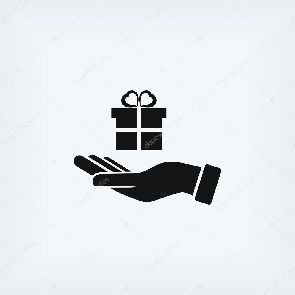 Hand and gifts icon