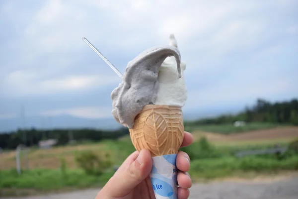 Вкусное сладкое мягкое мороженое на открытом воздухе — стоковое фото