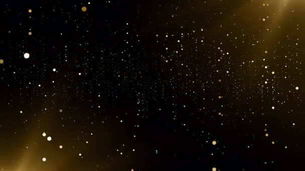 粒子ゴールドイベント賞予告編タイトル映画コンサートオープナーエンドクレジット背景ループ — ストック動画