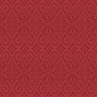 Hediye Paketi ve Kumaş Yazdırma İçin Kusursuz Kırmızı Barok Deseni
