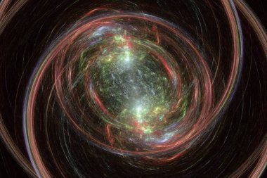 Fraktal soyut arka plan, ışık efektleri. Sihirli parıltı. Şenlik dekorasyonu. Renkli desen. Geometrik doku