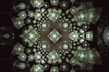 Siyah arkaplanda fraktal çiçek deseni