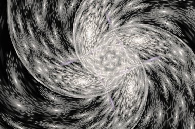 Fraktal sanat tasarımının siyah renginde fraktal radyal soyut desen