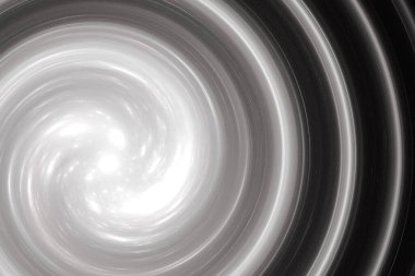 Siyah ve beyaz çizgilerin sarmalı olan soyut bir dokunun çizimi.