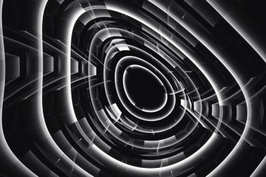 Soyut dijital teknoloji arkaplanının 3 boyutlu illüstrasyonu.