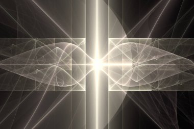 Siyah arkaplanda çizgileri olan soyut fraktal geometrik desen