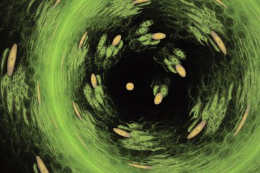 fantezi kaotik renkli fraktal desen. Soyut fraktal şekiller. 3d resimleme arkaplanı veya duvar kağıdı oluşturuluyor.