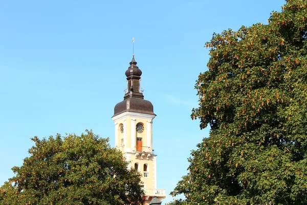 Church tower between trees — Stock Photo, Image