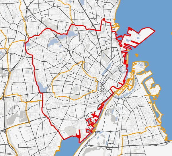 Mapa de Copenhague ciudad — Vector de stock