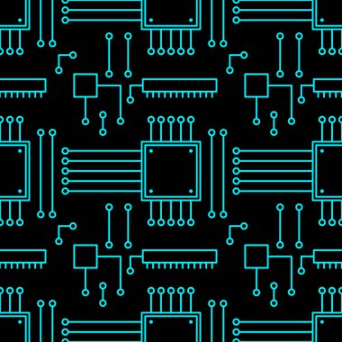 Neon Cyan Yapay Zeka Devresi Kusursuz Desen
