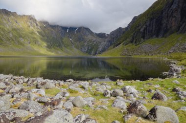 Kuzey Norveç dağlar ve okyanus güzelliği