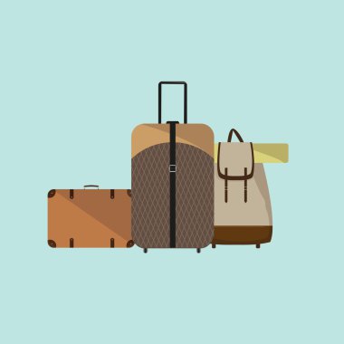 Çanta, çanta, bavul tekerlekleri, seyahat, tatil ile hiking. 